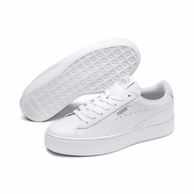 Basket Puma Vikky Stacked Femme Blanche/Blanche Soldes 673CWIDJ